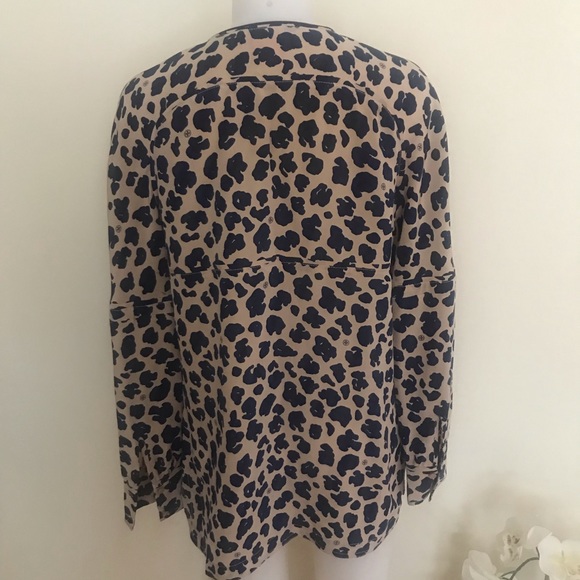 Tory Burch Robin Silk Blouse Cheetah Beige Top - Picture 6 of 8